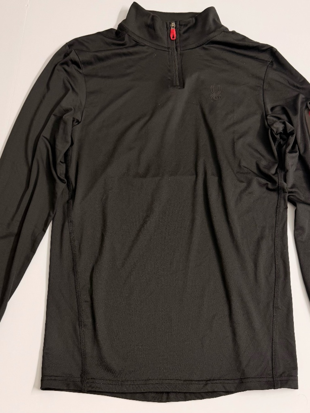 Spyder Active ProWeb Black 1/4 Zip Performance Pullover with Red Trim Accent